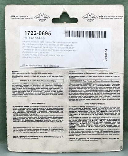 SBS 631HS FR. Sinter Street Excel Brake Pad Set New Genuine
