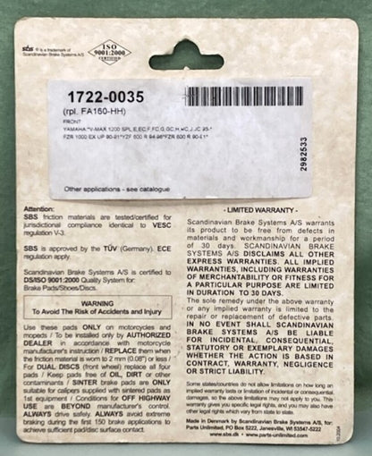 SBS 645HS Sinter Street Excel Brake Pad Set New Genuine