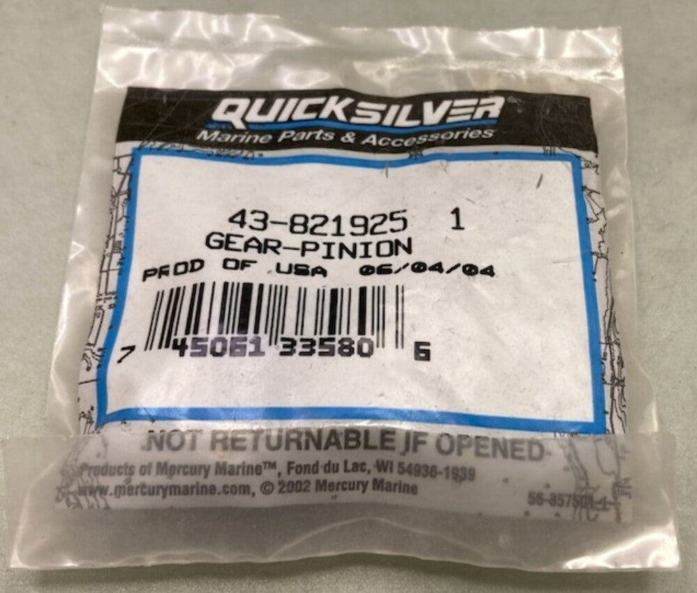 Mercury Quicksilver 43-821925 Gear Pinion New Genuine