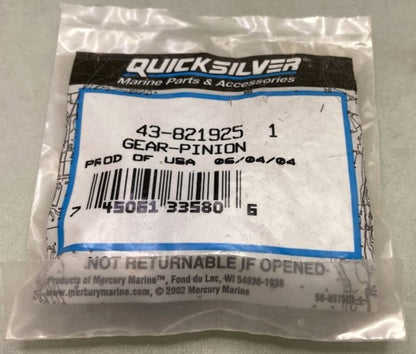 Mercury Quicksilver 43-821925 Gear Pinion New Genuine