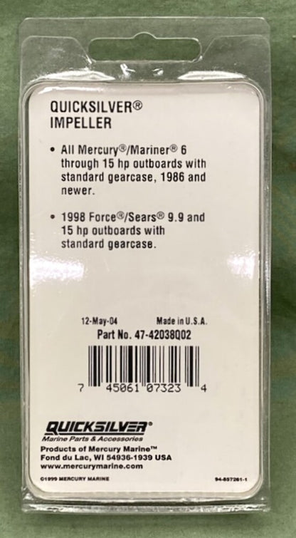 Mercury Quicksilver 47-42038Q02 Impeller New Genuine