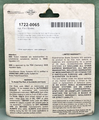 SBS 663HS Sinter Street Excel Brake Pad Set New Genuine