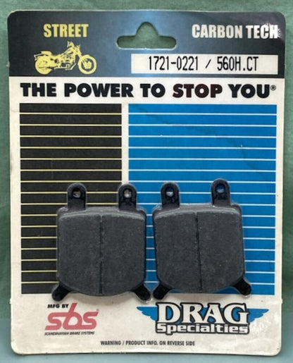 Drag Specialties SBS 1721-0221 Carbon Tech Street Brake Pad Set New Genuine