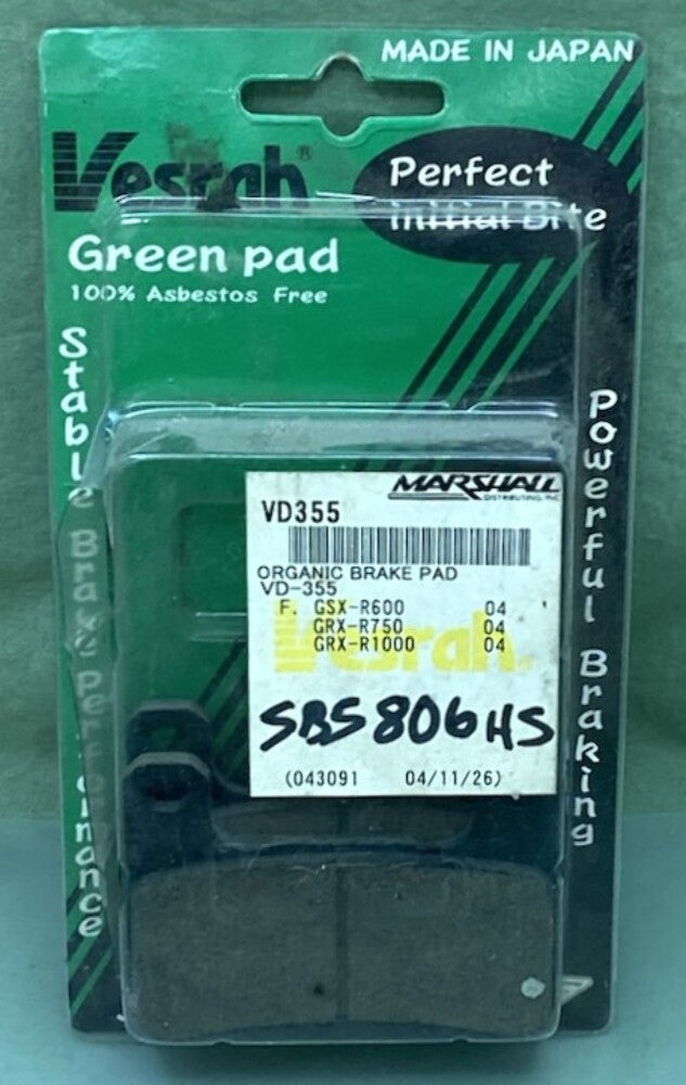 Vesrah VD355 Green Brake Pad Set New Genuine