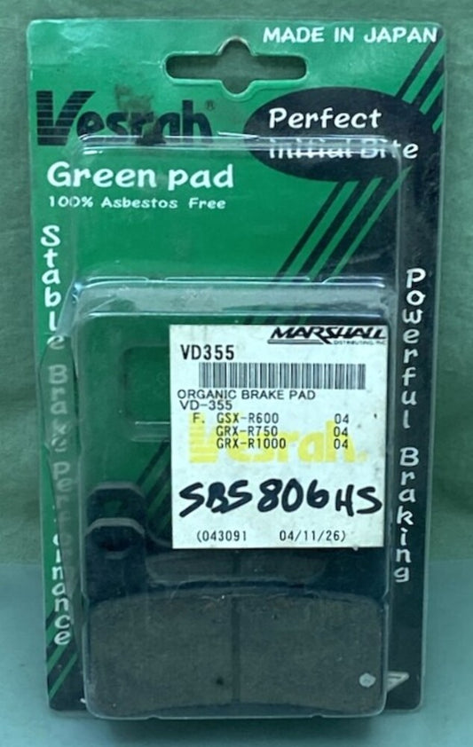Vesrah VD355 Green Brake Pad Set New Genuine