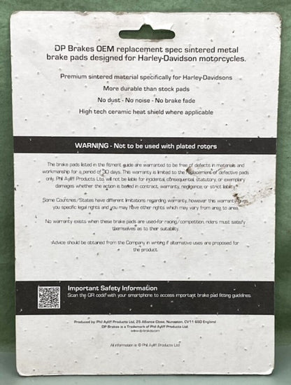 DP Harley 1721-2726 Brake Pad Set New Genuine