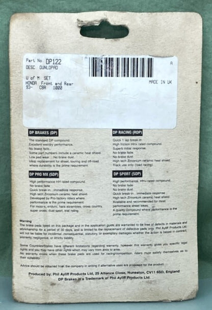 DP 122 Brake Pad Set New Genuine