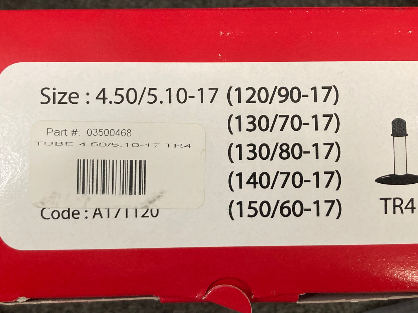 New Genuine Avon Tyres 0350-0468 MC Inner Tube 4.50/5.10-17 TR4