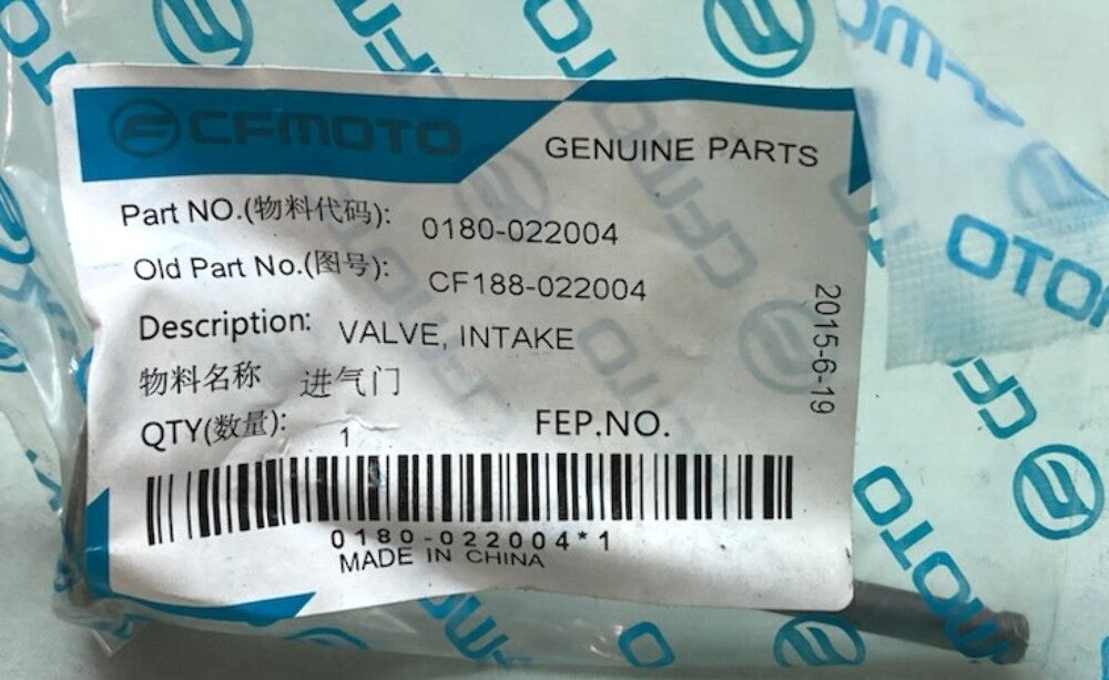 CFMoto 0180-022004 Intake Valve New Genuine