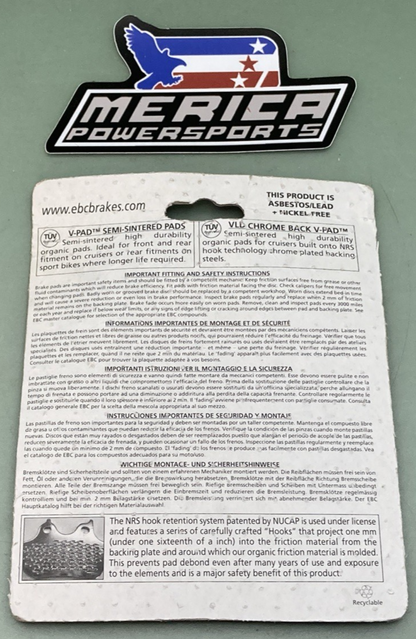 NEW GENUINE EBC FA231V V-PAD Semi Sintered Formula Break Pads