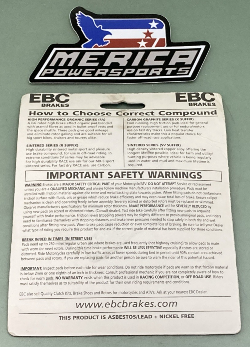NEW GENUINE EBC FA258R High Performance Off-Road Brake Pads