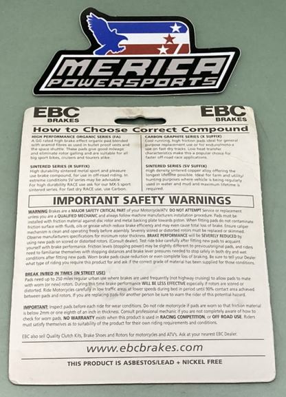 NEW GENUINE EBC FA258R High Performance Off-Road Brake Pads