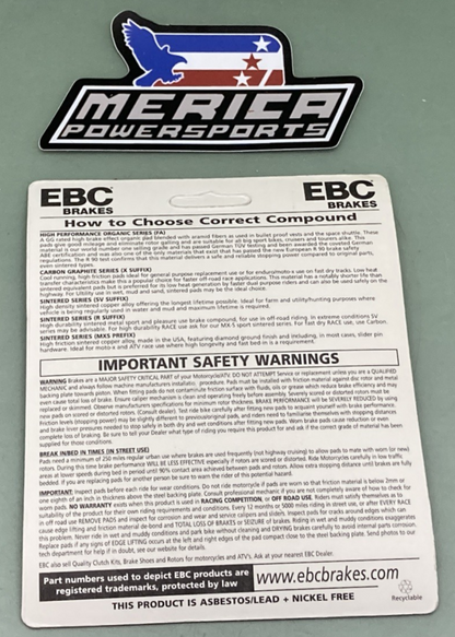 NEW GENUINE EBC FA135R High Performance Brake Pads