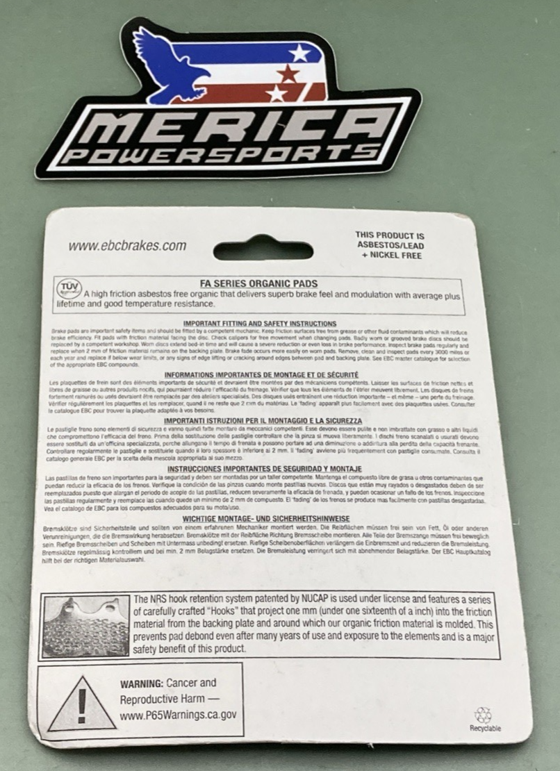 NEW GENUINE EBC FA103 High Performance Organic Brake Pads