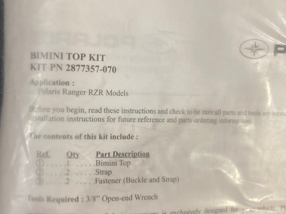 Polaris 2877357-070 Bimini Top New Genuine
