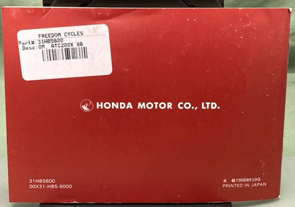 Honda 31HB5600 ATC200X Owner's Manual 1986 Genuine