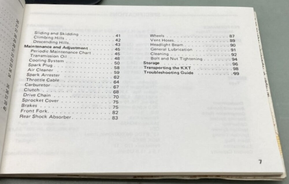 Kawasaki 99920-1380-01 KXT 250 Tecate Owner's Manual 1986 Genuine