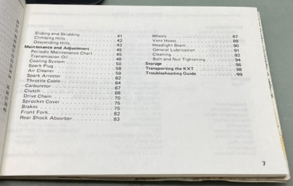 Kawasaki 99920-1380-01 KXT 250 Tecate Owner's Manual 1986 Genuine