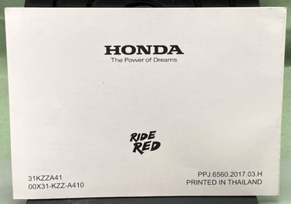 Honda 31KZZA41 CRF250L Owner's Manual 2017 Genuine