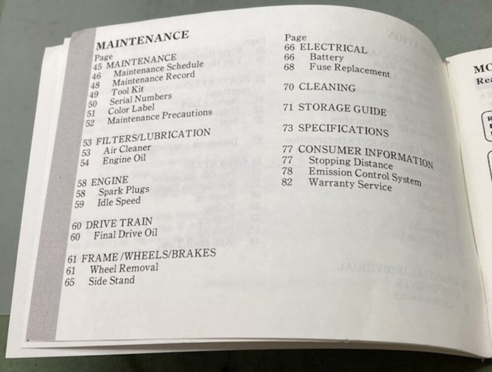 Honda 31MR6602 VT800C Shadow Owner's Manual 1988 Genuine