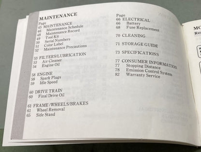 Honda 31MR6602 VT800C Shadow Owner's Manual 1988 Genuine