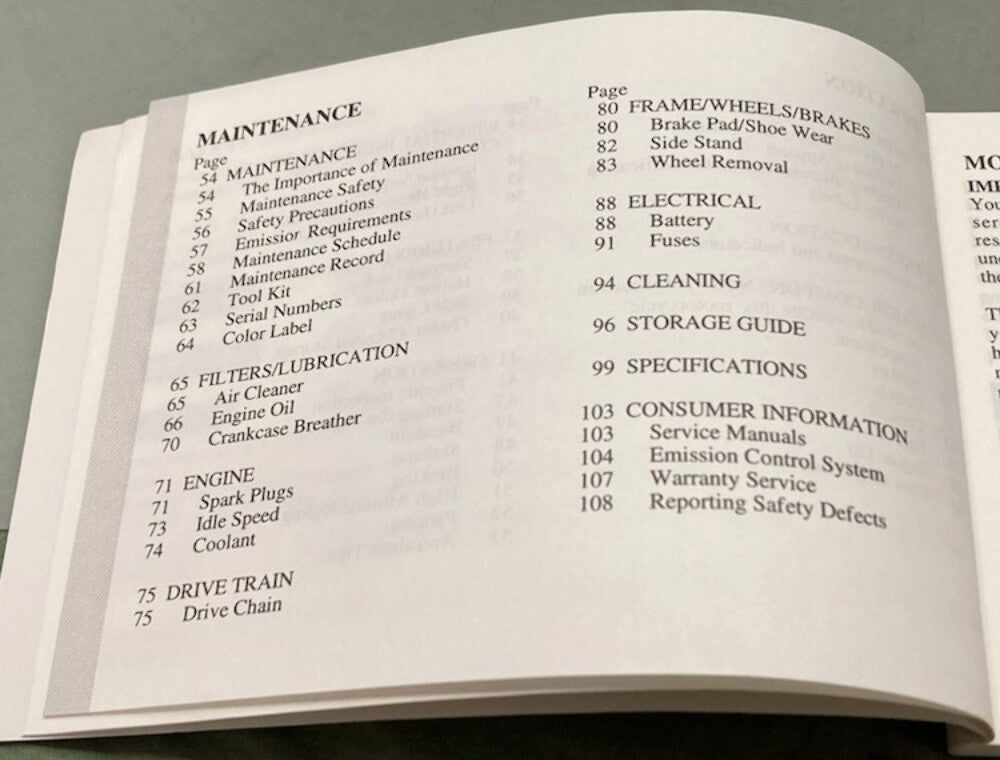 Honda 31MZ8630 VT600C/CD Shadow VLX/Deluxe Owner's Manual 1997 Genuine