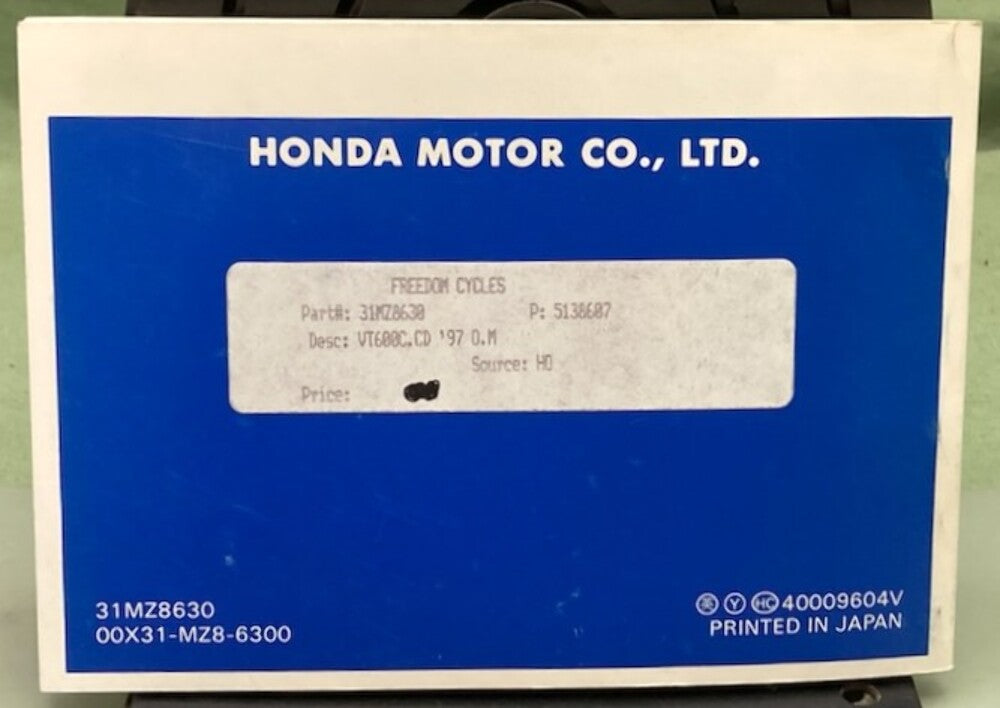 Honda 31MZ8630 VT600C/CD Shadow VLX/Deluxe Owner's Manual 1997 Genuine