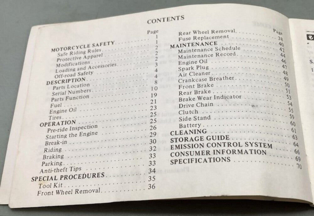 Honda 31MC400 XL500R Owner's Manual 1982 Genuine