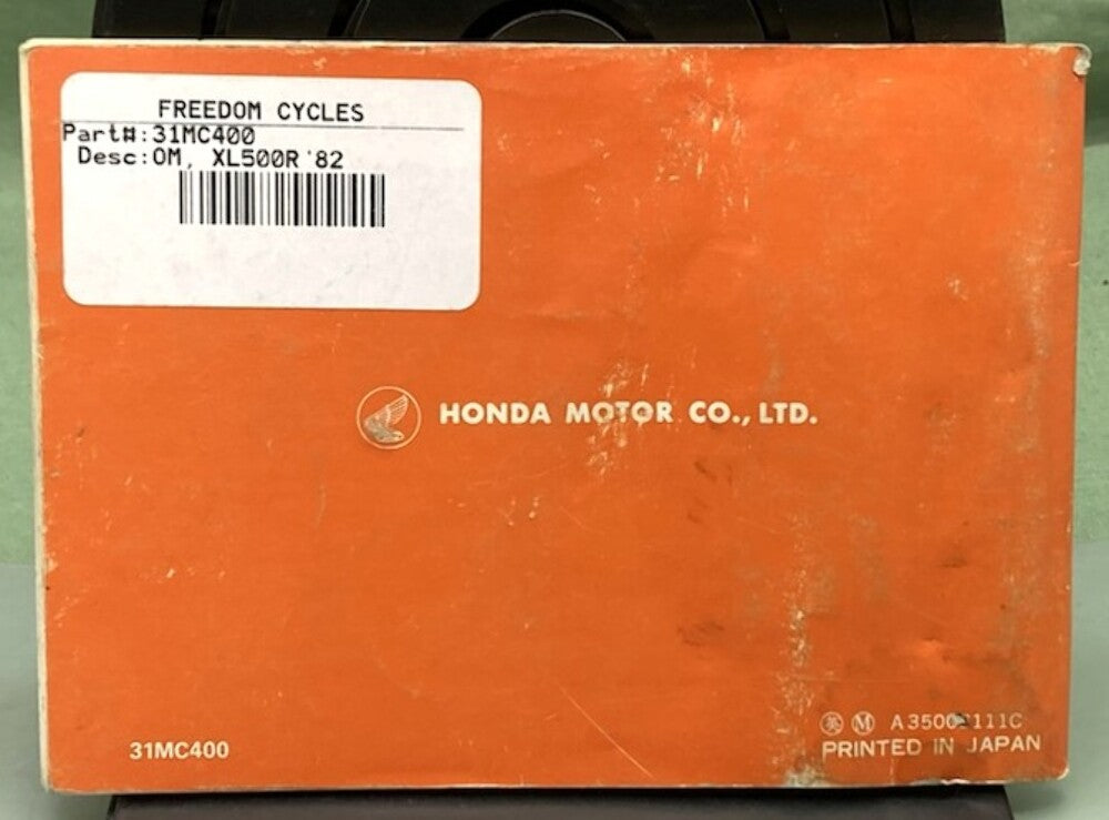 Honda 31MC400 XL500R Owner's Manual 1982 Genuine