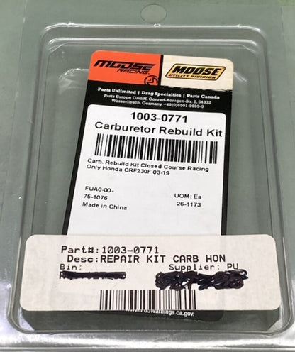 Moose 1003-0771 Carburetor Rebuild Kit New Genuine