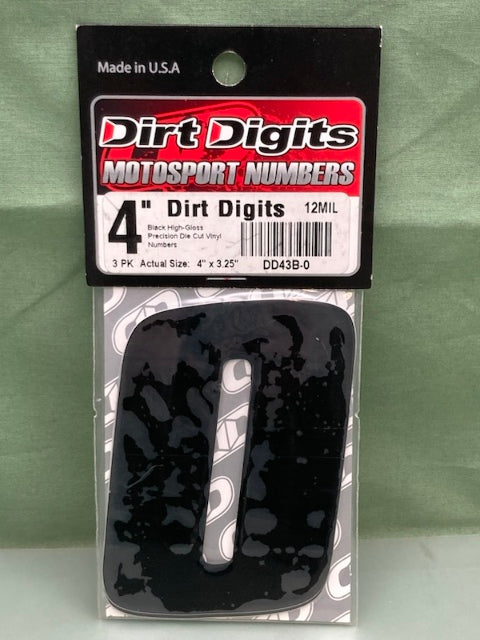 PK of 3 Dirt Digits DD43B-0 MOTORSPORTS VINYL #0 BLK HIGH-GLOSS New Genuine