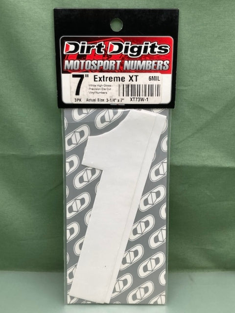 PK of 3 Dirt Digits XT73W-1 MOTORSPORTS VINYL #1 WHITE HIGH-GLOSS New Genuine