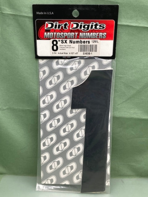 PK of 3 Dirt Digits SX83B-1 MOTORSPORTS VINYL #1 BLK HIGH-GLOSS New Genuine