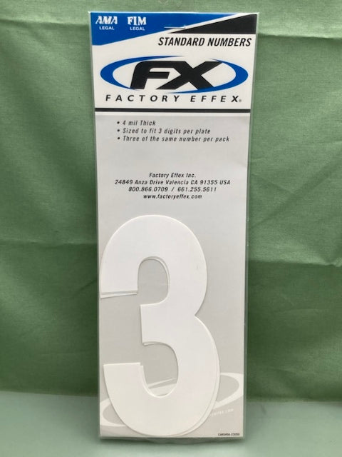 PK of 3 FX 02-4463 STD NUMBERS #3 WHITE 6in New Genuine