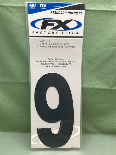 PK of 3 FX 02-4459 STD NUMBERS #9 BLK 6in New Genuine
