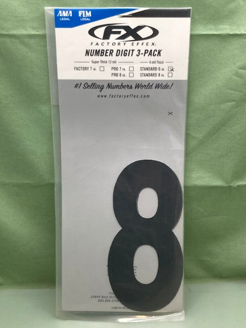 PK of 3 FX 02-4458 STD NUMBERS #8 BLK 6in New Genuine