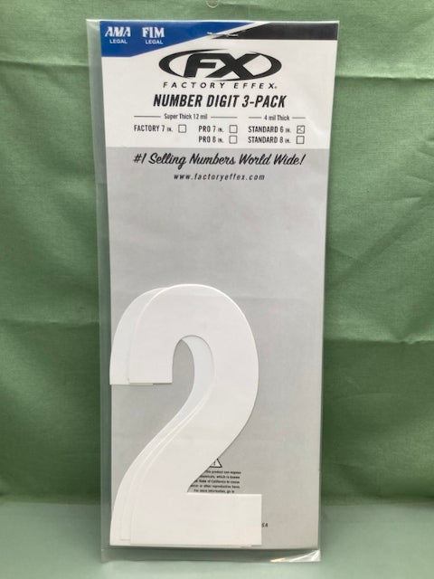 PK of 3 FX 02-4462 STD NUMBERS #2 WHITE 6in New Genuine