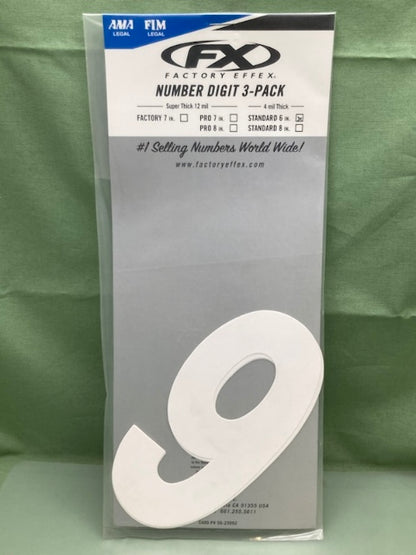 PK of 3 FX 02-4469 STD NUMBERS #9 WHITE 6in New Genuine
