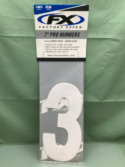 PK of 3 FX FX02-4353 PRO NUMBERS #3 WHITE 7in New Genuine