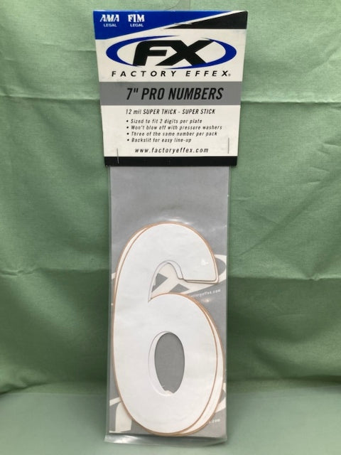 PK of 3 FX 02-4356 PRO NUMBERS #6 WHITE 7in New Genuine