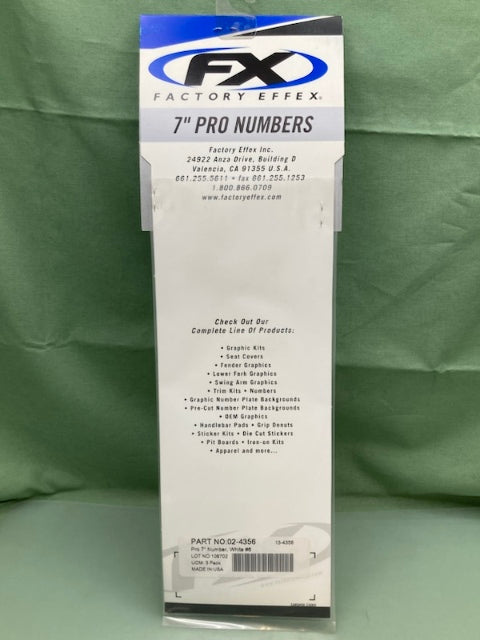 PK of 3 FX 02-4356 PRO NUMBERS #6 WHITE 7in New Genuine