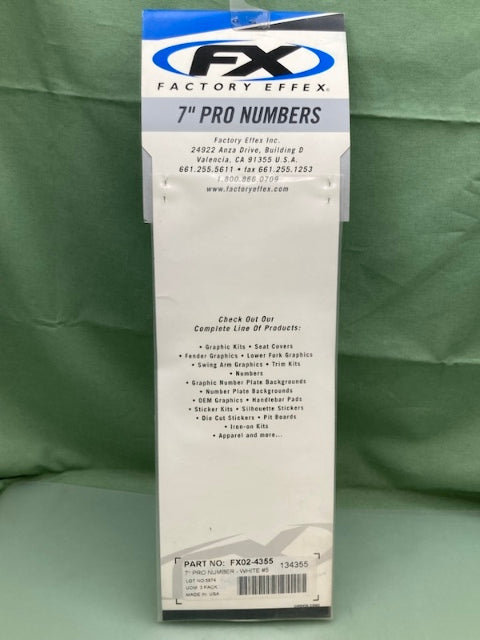 QTY 3 PK of 3 FX FX02-4355 PRO NUMBERS #5 WHITE 7in New Genuine