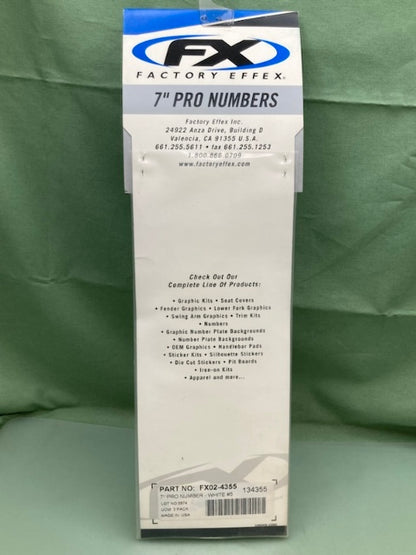 QTY 3 PK of 3 FX FX02-4355 PRO NUMBERS #5 WHITE 7in New Genuine