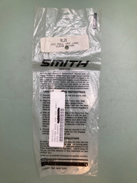 Smith RL28 LENS CMX ROLL OFF CLEAR LEXAN New Genuine