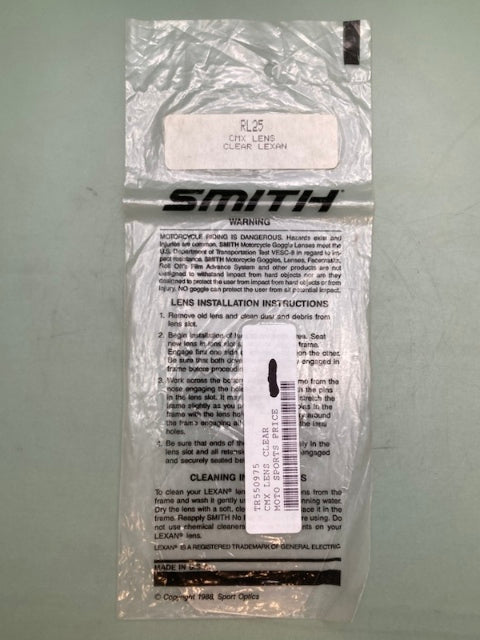 QTY 2 Smith RL25 LENS CMX CLEAR LEXAN New Genuine