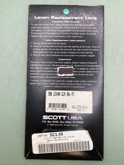 Scott SCL48 LENS SML LEXAN CLEAR 89s PC New Genuine