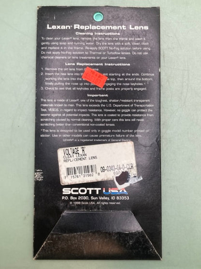 QTY 2 Scott 09-0343-01-0-CLR VOLTAGE "R" CLR LEXAN REPLACEMENT LENS New Genuine