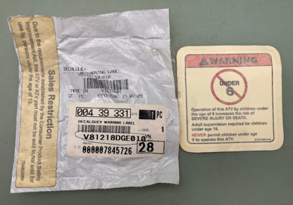 Replaces Can-Am V81218DGE010 Warning Label New