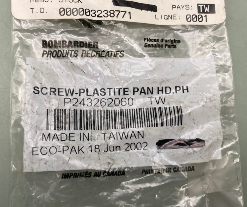 Sea-Doo by BRP 243262060 Screw Plastite Pan Head New Genuine