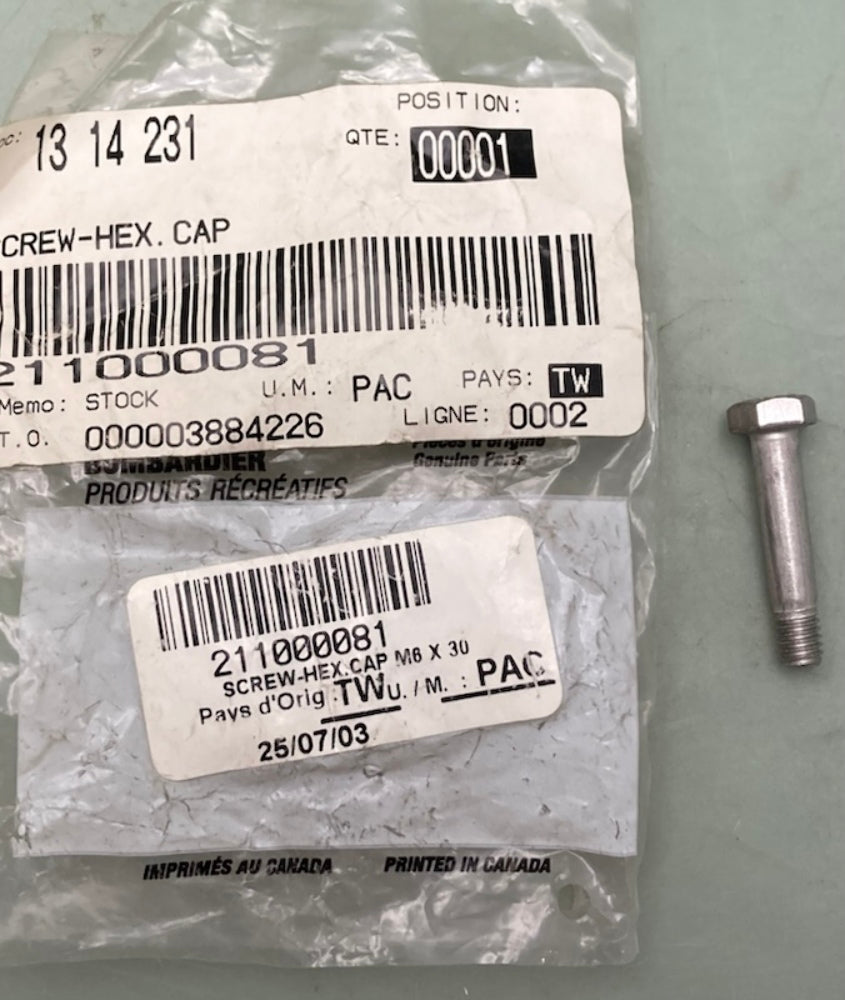 Sea-Doo by BRP 211000081 Hex Screw M6 X 30 New Genuine